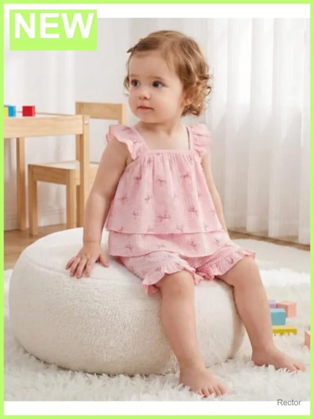 Toddler Girl Ruffle Sleeve Floral Top and Shorts Set Cotton Summer Outfit 2Pc
